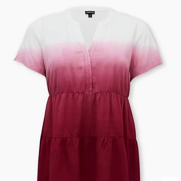 NWT torrid Lightweight Baby Doll Burgundy Dip Dye Tunic with Shirred Hem - Picture 3 of 12